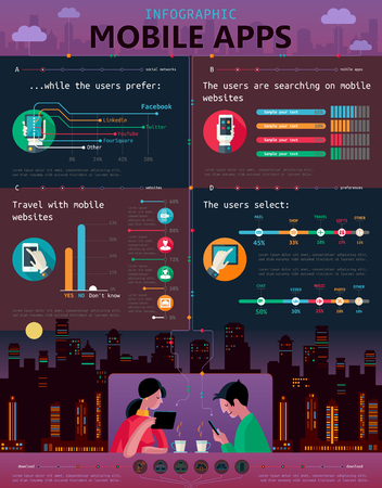 Vector mobile application infographic with statistic elements.のイラスト素材