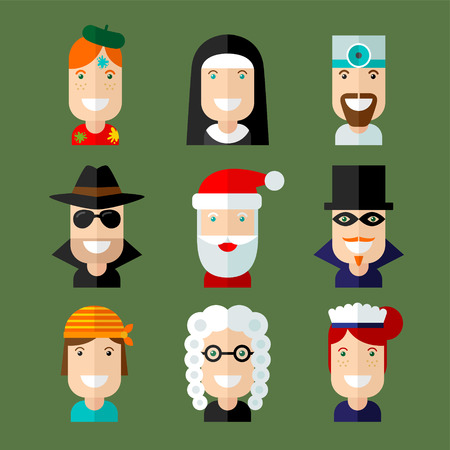 Set of vector avatar in flat design style.のイラスト素材