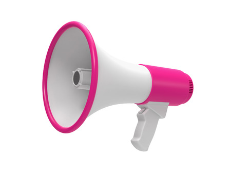 Megaphone 3d rendering isolated on a white background.の写真素材