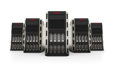 Network Servers isolated on white background. 3d rendering.