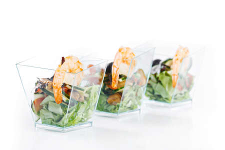 set of seafood canapes on white background studio isolatedの写真素材