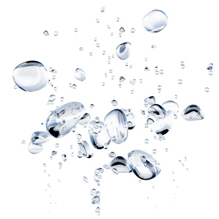 Water bubbles on a white backgroundの写真素材