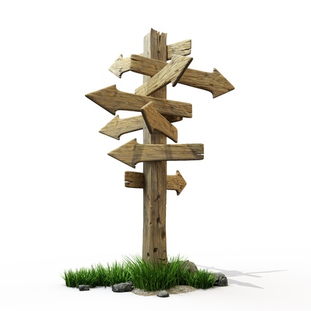 Old wooden pointer to the directionの写真素材