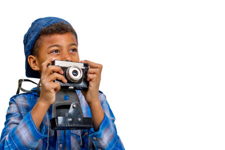 Young photographer looking for interesting point. Interested photographer.の写真素材