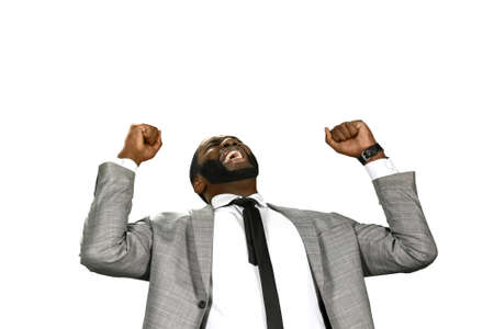 The moment of joy. Success is everything. The happiness of businessman. Businessman's emotions.の写真素材