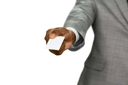 Attorney giving a visit card. Best lawyer in town. In case you need protection. Take your time and think.の写真素材