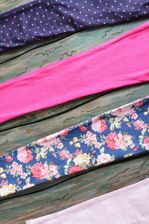 Pieces of fabric with print.
