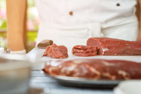 Pieces of raw meat.の写真素材