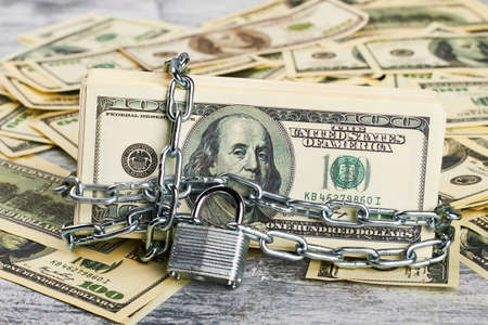 Money under lock and key. Create financial security.の写真素材