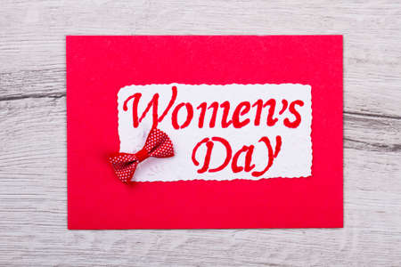 Greeting card for Womens Day. Greeting card with bow tie. Congratulate your mother. Nice handmade...