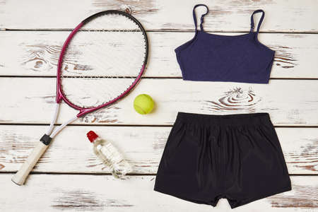 Womens shorts and shirt. Start new life.の写真素材
