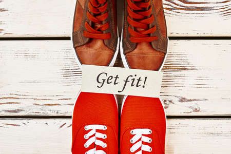 Mens sport shoes. Healthy, active and smoke-free.の写真素材