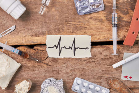 Heart impulses and narcotics. Medical treatment of drug addiction.の写真素材