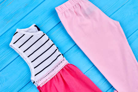 Baby girl cotton summer clothes. Collection of high quality apparel for toddler girls. Kids summer fashion clothing on sale.の写真素材