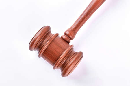 Image of judge wooden gavel. Gavel made from wood isolated on white background.の写真素材