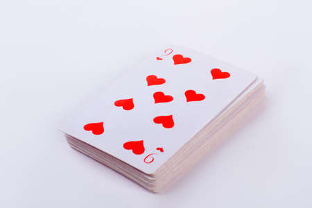 Deck of playing cards on white background.