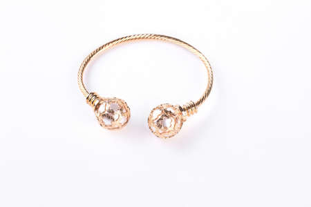Female beautiful bracelet isolated on white background. Woman luxury jewelry.の写真素材