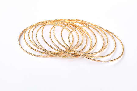 Female hand jewelry on white background. Woman luxury accessory.