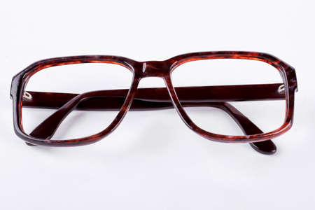 Vintage style glasses on white background. Brown retro rim eyeglasses isolated on white background.の写真素材