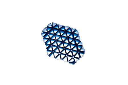 Abstract triangle origami matrix. Made of blue colored paper. Difficult paper folding project.