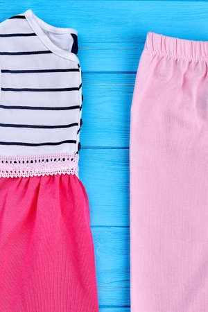 High quality brand kids clothes. Childrens organic clothing for summer wear. Childs summer garment.の写真素材