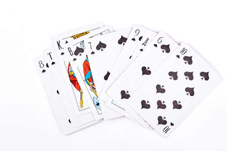 05.11.2017 - Kyiv, Ukraine. Spade royal flush playing cards. Classic playing cards. Playing cards...