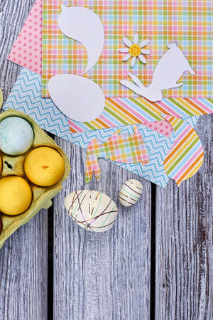 Papercut items and colorful papers.の写真素材