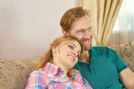 Young couple smiling. Happy man and woman.の写真素材