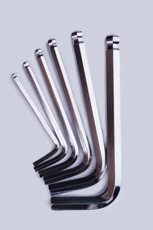 Set of hex wrenches on a white background. Hexagon kit tool or allen wrench set. Tool for mechanic.