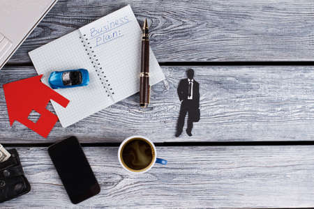 Ideas for business plan. Buy a car or house. Invest in realty or automobile.の写真素材