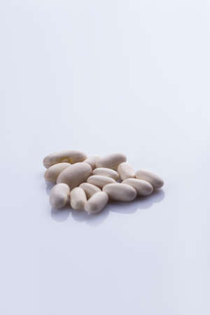 Pile Lima Bean isolated on white background. Close-up.