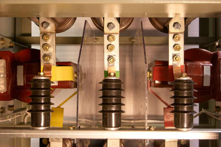 Machine shock absorbers. Steel details. Industrial background.