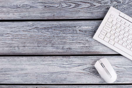 Computer items detailed. Keyboard and mouse. Minimalism concept.の写真素材