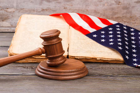 Concept of the law of the usa. Old desk background.の写真素材