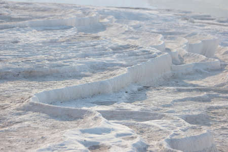 Details of the calcium pools on travertine terraces at Pamukkale, Turkey. Natural geological...