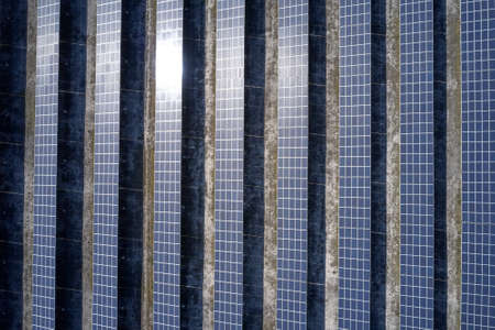 Blue solar photovoltaic panels system producing renewable clean energy.の写真素材