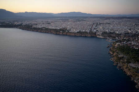 Aerial drone view of resort town on the seashore.の写真素材
