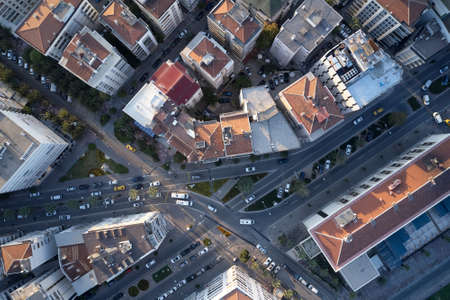 Top view of European modern architecture of resort town.の写真素材