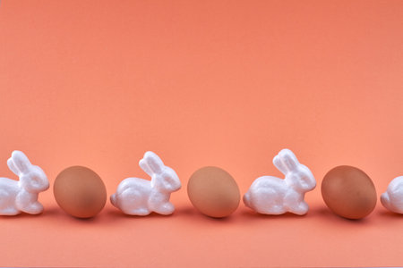 Sequence of decorative rabbits and eggs.の写真素材
