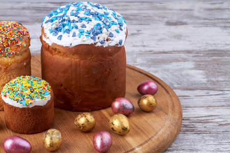 Sweet easter cakes with eggs.