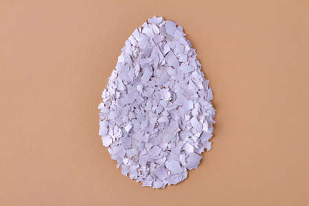 Collection of egg shards in a shape of one egg.