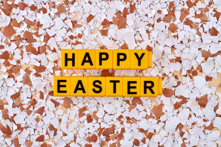 Shards of many broken eggs.の写真素材