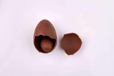 Chocolate eggs on white background.の写真素材
