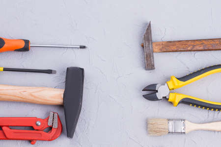 Different construction tools and copy space.
