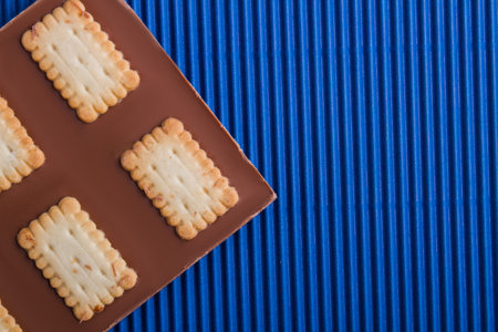 Close-up chocolate bar mixed with cookie and copy space.の写真素材