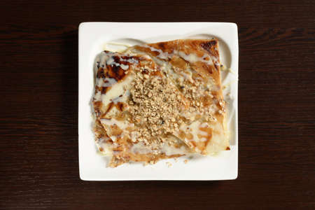 Traditional Turkish sweet with nuts and condensed milk, top view. Photos for restaurant and cafe menusの写真素材