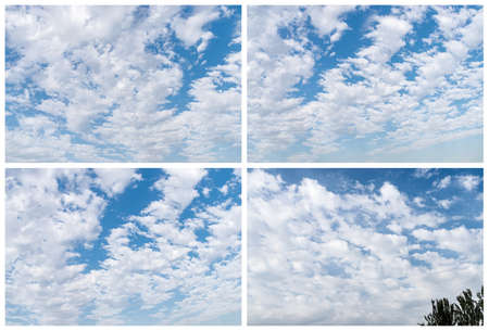 Collection of white clouds on a blue background in the daytime