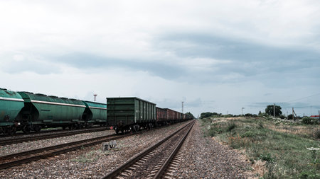 Boxcars in the railway station