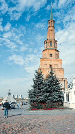 KAZAN, RUSSIA - OCTOBER 07, 2020: Leaning Soyembika Tower in Kazan Kremlinのeditorial素材