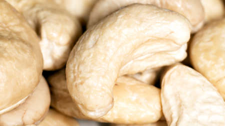 A few pieces of raw cashewsの写真素材